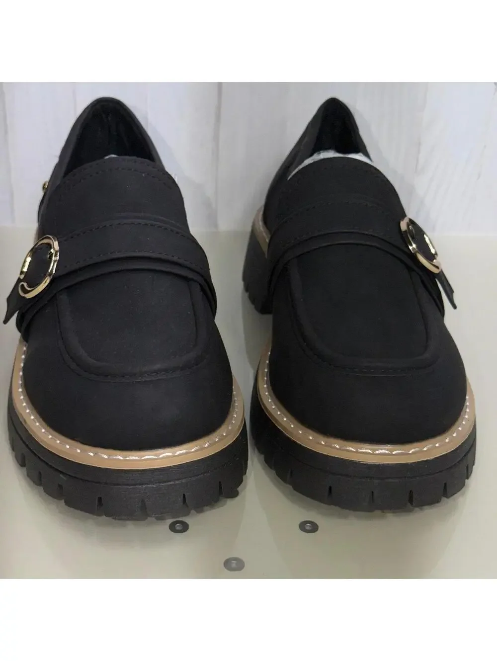 Black Chunky Lug Sole Loafers Women’s Size 36 NWOT